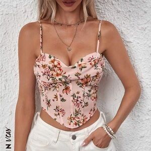 SHEIN Pink Fitted Sleeveless Camisole Crop Top